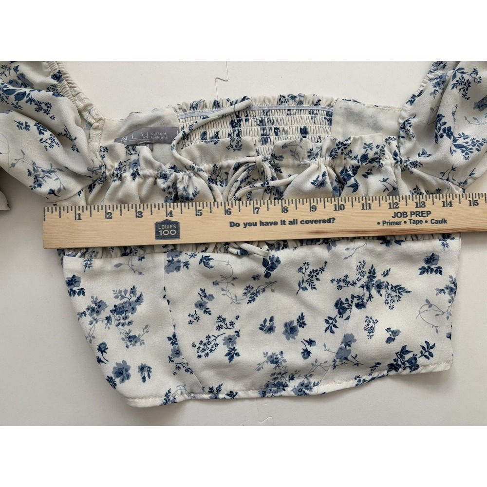 Milkmaid Coquette Cottagecore Ren Faire Cropped Top Romantic Blouse - Size M - Picture 7 of 7